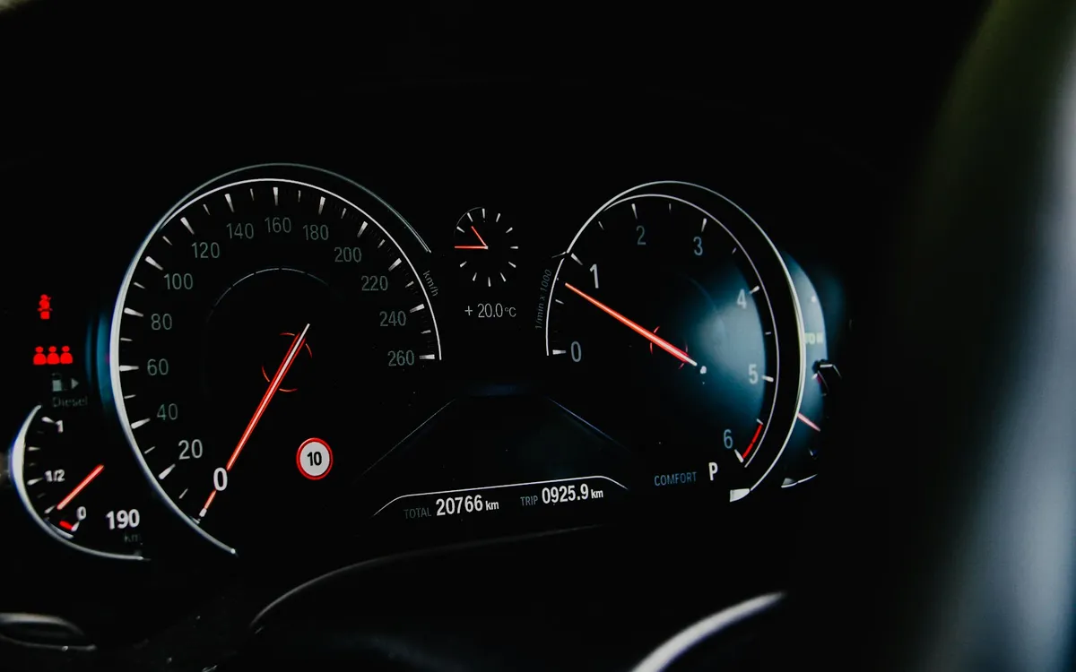 BMW instrument cluster showing the mileage